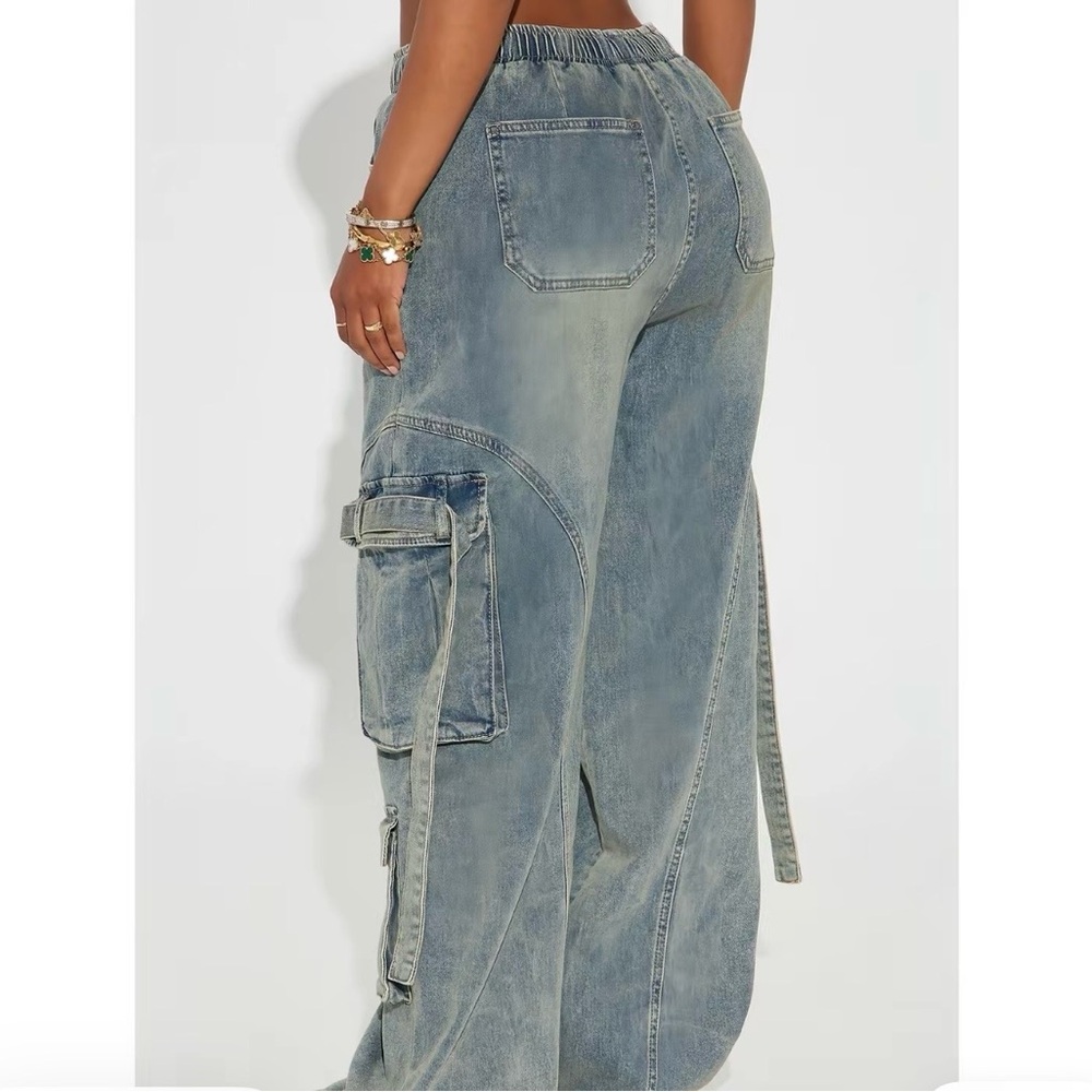 Women's Blue Cargo Jeans